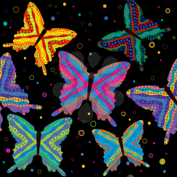 Abstract seamless background with patterned butterflies
