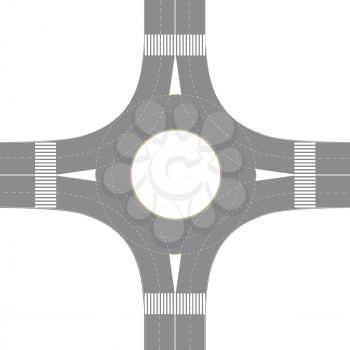 Roundabout road junction over white background