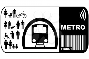 Metro ticket isolated on white background
