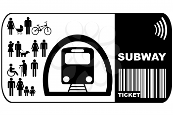 Subway ticket isolated on white background ticket