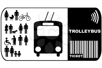 Trolleybus Bus ticket isolated on white background