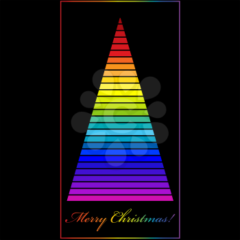 Abstract illustration of a stylized rainbow Christmas tree