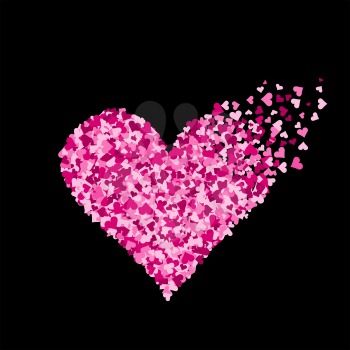 Pink heart made of a lot of hearts