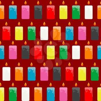 Wrapping papaer with colored candles on red  background