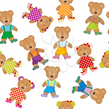 Seamless pattern with teddy bears on white background