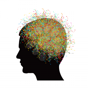 Abstract illustration with male profile and neural circuits