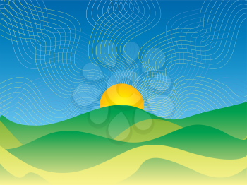 Royalty Free Clipart Image of a Hot Sunrise