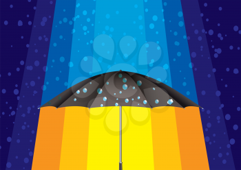 Royalty Free Clipart Image of an Umbrella With Rain Above and Sun Beneath