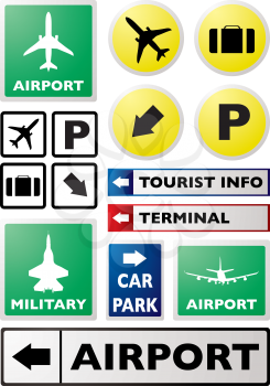 Royalty Free Clipart Image of an Airport Sign Collection