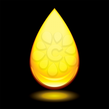 Royalty Free Clipart Image of an Amber Droplet on Black