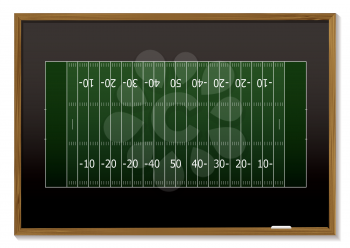 Royalty Free Clipart Image of a Football Field on a Chalkboard