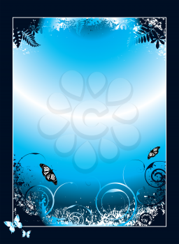 Royalty Free Clipart Image of a Black Frame on a Blue Background