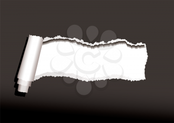 Royalty Free Clipart Image of a Torn Black Background With White Behind It