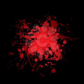 Royalty Free Clipart Image of a Red Spatter on Black