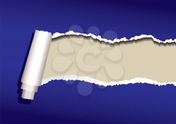 Royalty Free Clipart Image of a Ripped Blue Page