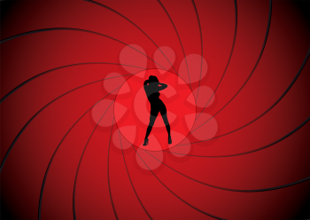Royalty Free Clipart Image of a Woman in a Tunnel