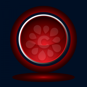 Royalty Free Clipart Image of a Red Button on Black