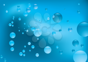 Royalty Free Clipart Image of a Blue Background With Bubbles
