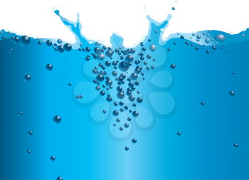 Royalty Free Clipart Image of Water and Bubbles Splashing