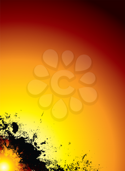Royalty Free Clipart Image of a Sunny Inkblot Background