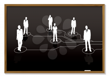 Royalty Free Clipart Image of Business People on a Chalkboard