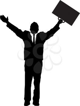Royalty Free Clipart Image of a Businessman With His Arms Raised
