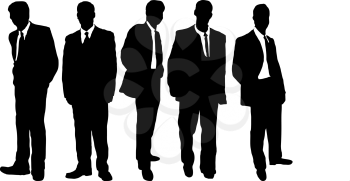Royalty Free Clipart Image of Five Men in Suits