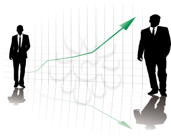 Royalty Free Clipart Image of Two Businessmen and a Grid