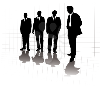 Royalty Free Clipart Image of a Group of Businessmen on a Grid
