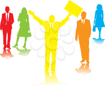 Royalty Free Clipart Image of Five People in Different Colours