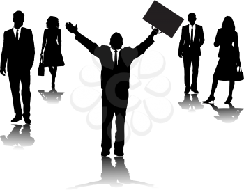 Royalty Free Clipart Image of a Group of Business Silhouettes