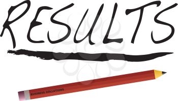 Royalty Free Clipart Image of the Word Results With a Pencil