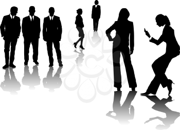 Royalty Free Clipart Image of a Group of People in Business Suits