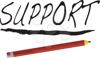 Royalty Free Clipart Image of the Word Support and a Pencil