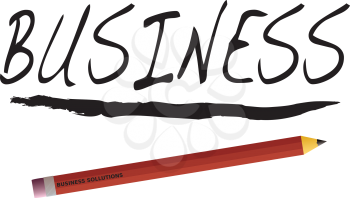Royalty Free Clipart Image of the Word Business and a Pencil