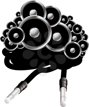 Royalty Free Clipart Image of a Stereo Speaker Design With Cables