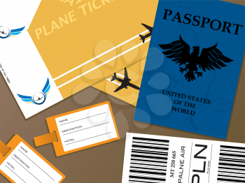 Royalty Free Clipart Image of a Collection of Travel Documents