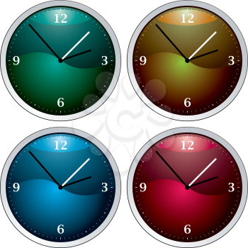 Royalty Free Clipart Image of Four Clocks