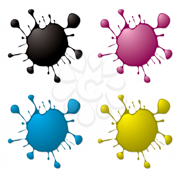 Royalty Free Clipart Image of Four Ink Splats
