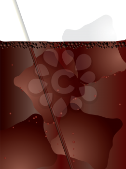 Royalty Free Clipart Image of Cola, Ice and a Straw
