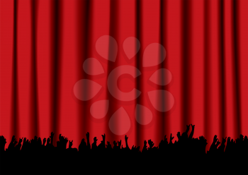 Royalty Free Clipart Image of a Concert Stage and the Crowd