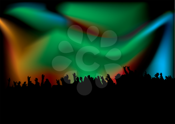 Royalty Free Clipart Image of a Silhouetted Crowd