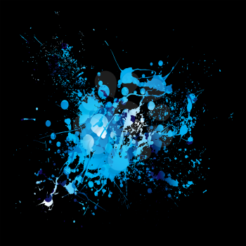 Royalty Free Clipart Image of a Blue Spatter on Black