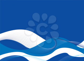Royalty Free Clipart Image of a Blue and White Wavy Background