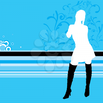 Royalty Free Clipart Image of a Girl With Black Boots