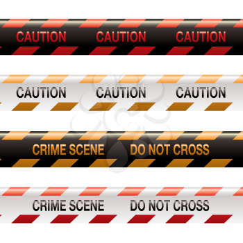 Royalty Free Clipart Image of a Set of Caution and Crime Scene Tape