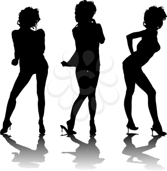 Royalty Free Clipart Image of Female Silhouettes