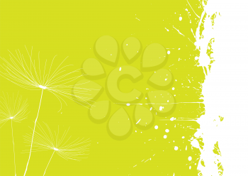 Royalty Free Clipart Image of a Green Dandelion Background With an Inkblot Border