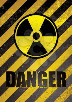 Royalty Free Clipart Image of a Warning Poster With a Nuclear Image