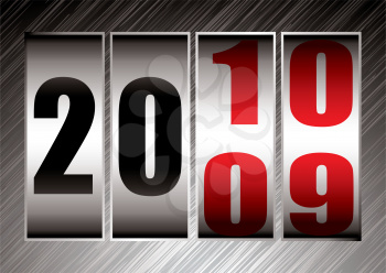 Royalty Free Clipart Image of a Calendar Turning From a 2009 to 2010